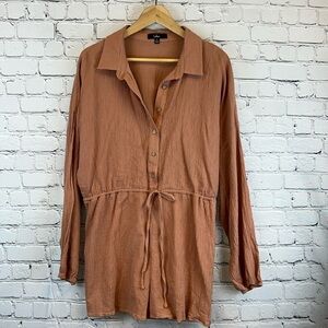 LULUS Adorable Cotton Gauze Romper in Soft Terracotta, Size XL